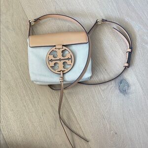Tory Burch Beige and White Miller Crossbody Bag